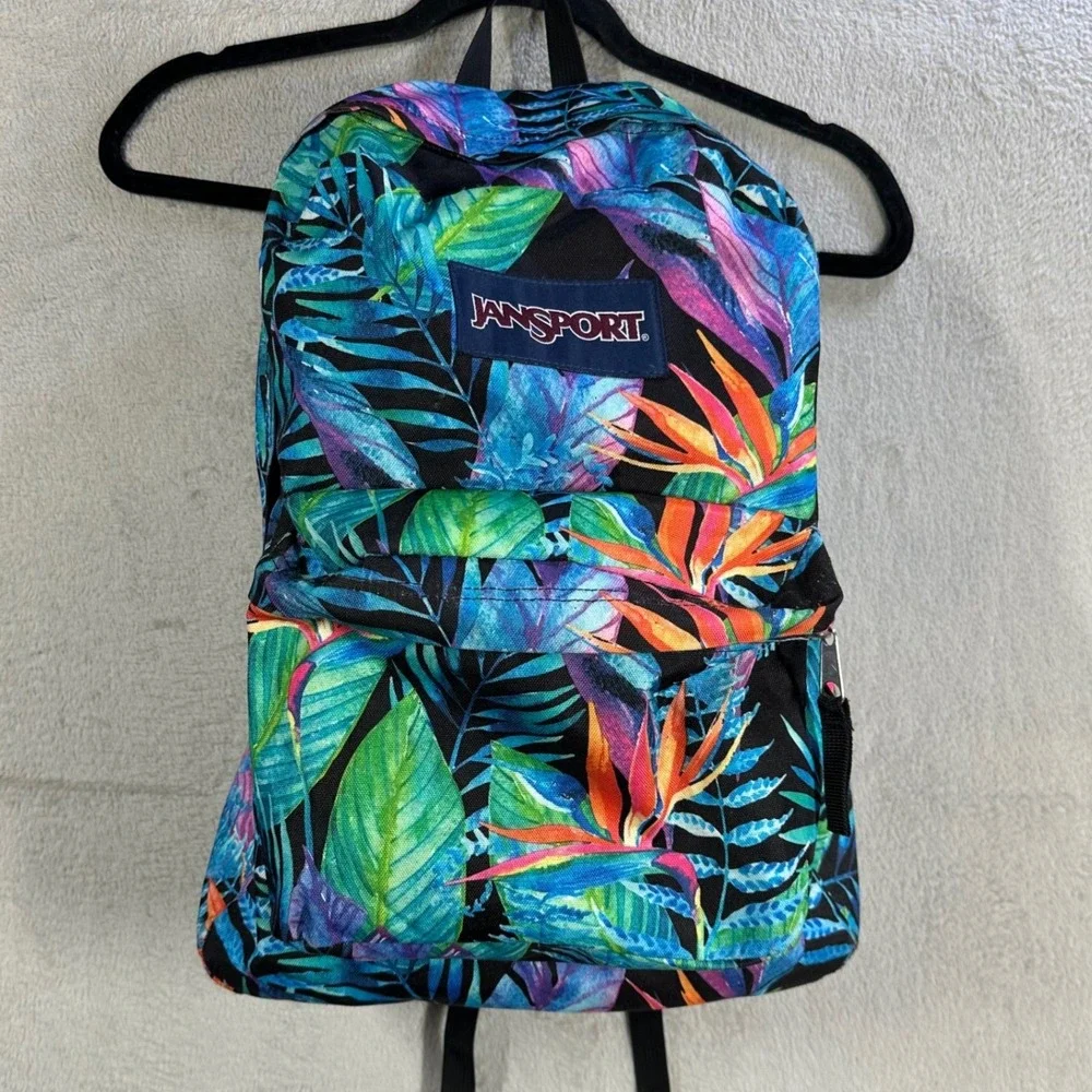 JanSport Superbreak Backpack Bookbag Vivid Paradise Tropical Print